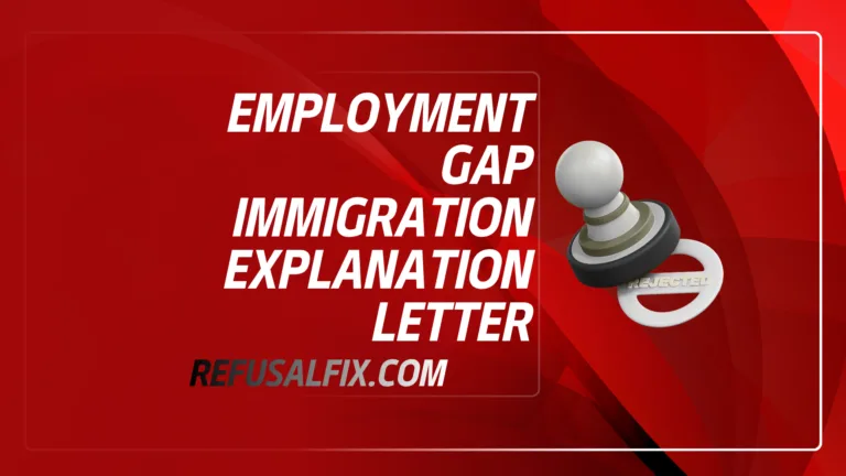 A close-up of a chess pawn with a red background and text about employment gap immigration explanation letter.