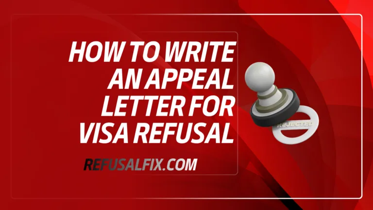 A person reviewing a sample visa refusal appeal letter on a desk for guidance.