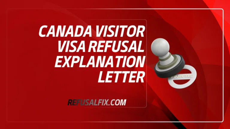 Canada visitor visa refusal explanation letter with a red background and a chess pawn symbol.