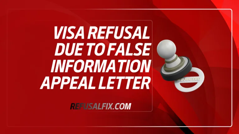 Letter challenging visa refusal due to false information with a stamp and formal layout.