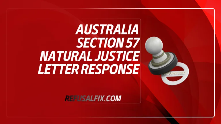 Australia Section 57 response letter with official document and red background.