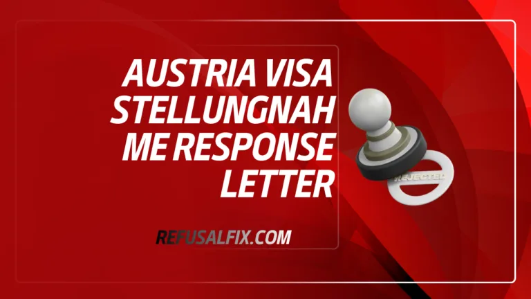 Austria Visa Stellungnahme Response Letter with a red and white theme and a stamp
